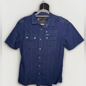 Marc Ecko Cut & Sew Navy Blue Button Up Shirt Men’s Large